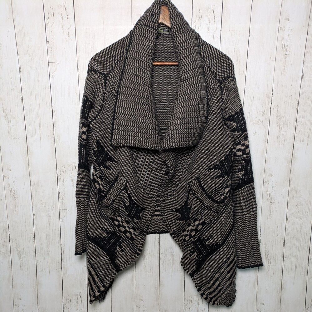Wool Blend Chunky Knit Cardigan Sweater Sz M Cozy Boho Lagenlook Cabin Earthy